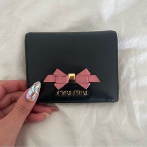 Miu Miu Pink Black Bow Wallet Vintage VTG